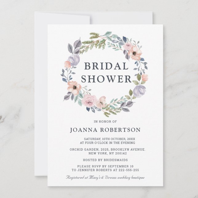 Invitación Roses rosados y polvorientos Ducha de novia floral (Anverso)