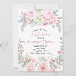 Invitación Roses rosas blancas hidrángulos verdes duchas de n