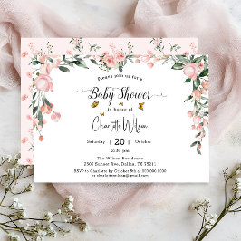 Invitación Roses rosas color de agua con Baby Shower de marip