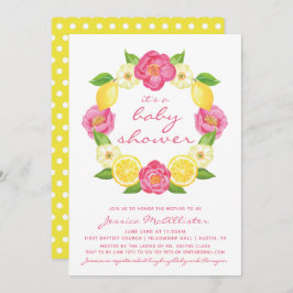 Invitación Roses rosas limón amarillo Chica Wreath Baby Showe