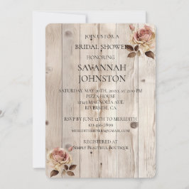 Invitación Roses rosas rosas crema de madera blanca ducha de 