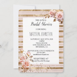 Invitación Roses rosas rosas doradas bandas Purpurina ducha d