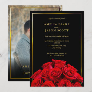Invitación Roses Roses Bouquet   Boda fotográfico de marco do