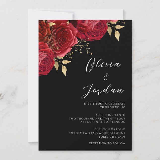 Invitación Roses Roses Elegantes Bodas Modernos (Anverso)