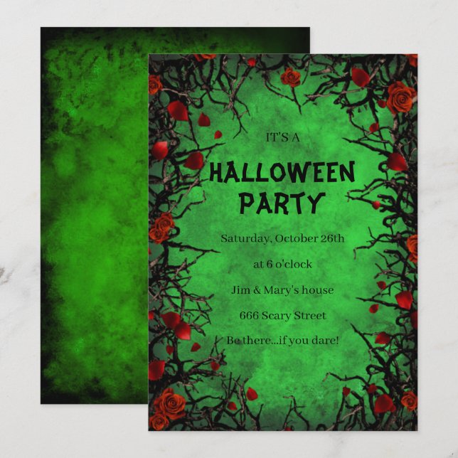 Invitación Roses Roses Rojos Negros Vinos Verdes Pergamino Ha (Anverso / Reverso)