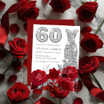 Invitación Roses Roses Rojos Plata Diamante vestido 60 cumple<br><div class="desc">Invitación a los 60 años de vida de roses rojos plateados de diamantes Véase colección de coincidencias en Nicho y tienda de nidos</div>