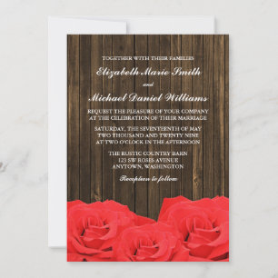 Invitación Roses Roses Roses Barn Wood Boda