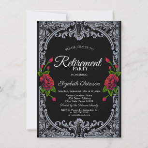 Invitación Roses Roses Roses Góticos Fiesta de Jubilación de 