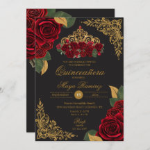 Roses Roses Roses Negro Purpurina Tiara Quinceañer