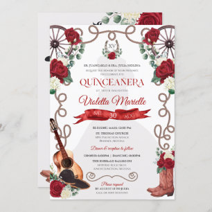 Invitación Roses Roses Roses Occidente Quinceañera Elegante C