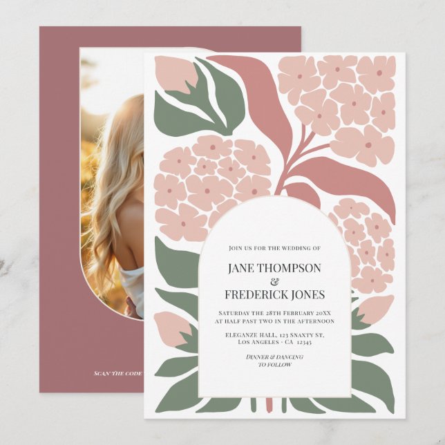 Invitación Rosewater Floral Modern Spring Wedding (Anverso / Reverso)