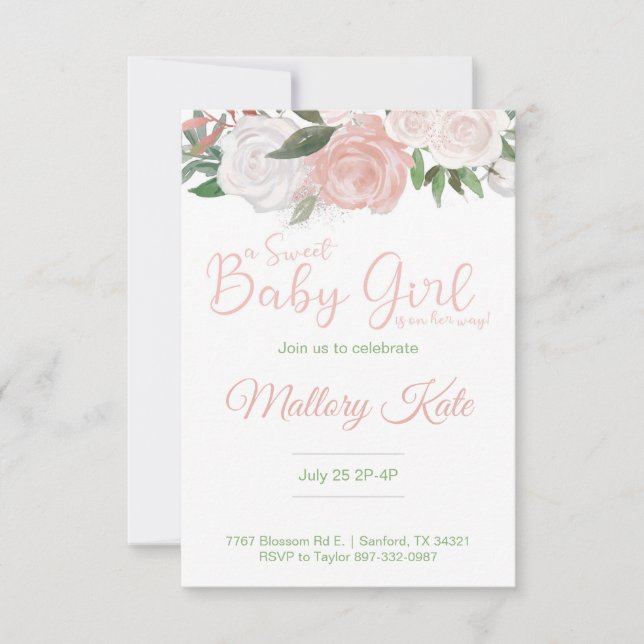 Invitación Rosey Baby Girl (Anverso)