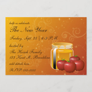 Invitación Rosh Hashanah Honey y Apple Swirl