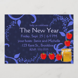 Invitación Rosh Hashanah Manzanas y Miel en Azul