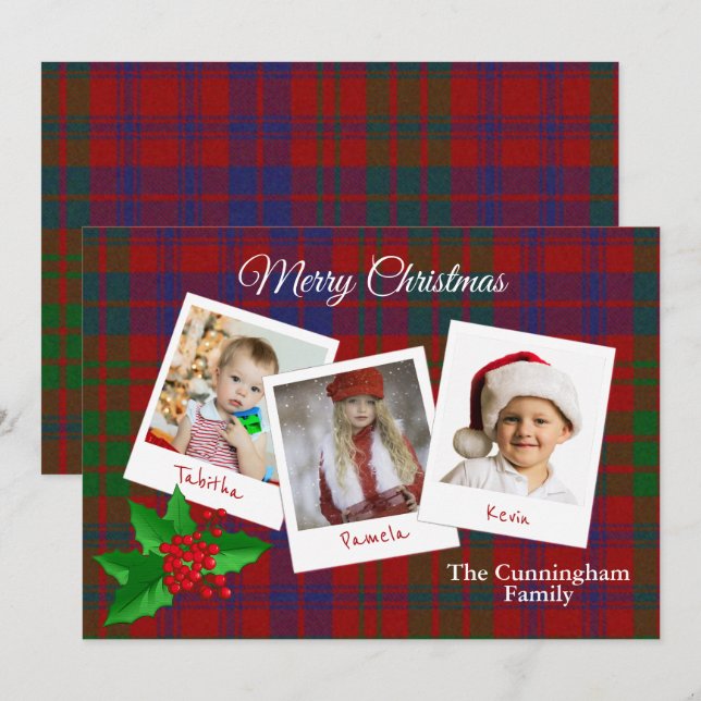 Invitación Ross Clan Plaid Navidades Multi Photo Card (Anverso / Reverso)