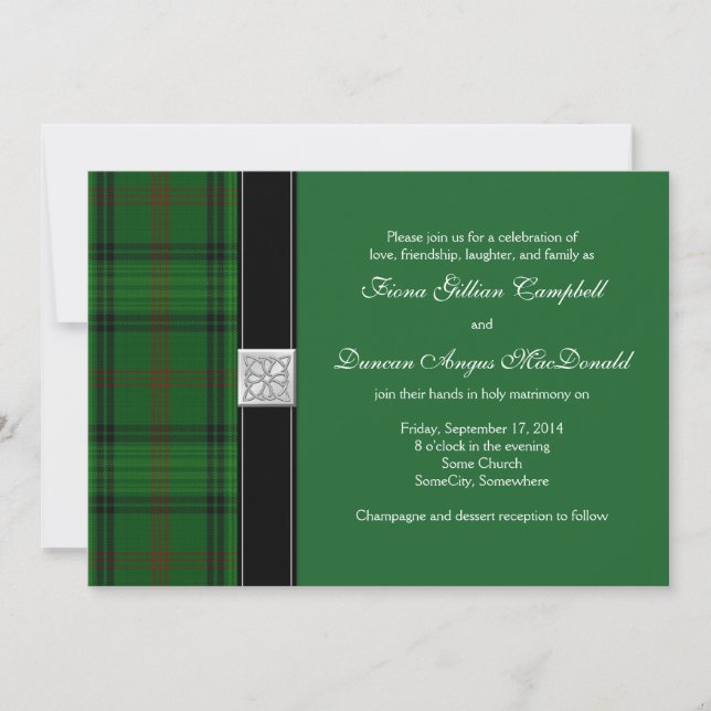 Invitación Ross Hunting Tartán Celtic Wedting (Anverso)