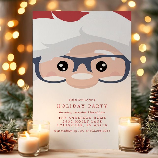 Invitación Rostro de Santa Claus Fiesta Moderna de Navidad (Subido por el creador)