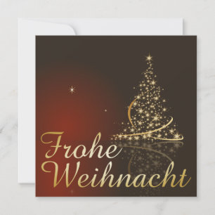 Invitación Rotes Weihnachtsmotiv mit goldenem Weihnachtsbaum