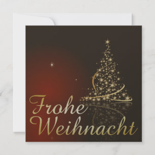 Invitación Rotes Weihnachtsmotiv mit goldenem Weihnachtsbaum