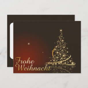 Invitación Rotes Weihnachtsmotiv mit goldenem Weihnachtsbaum