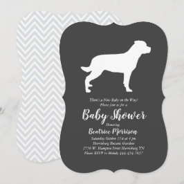 Invitación Rottweiler Baby Shower Sexo Neutral Rottie