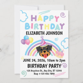 Invitación Rottweiler Birthday Party Invitation White