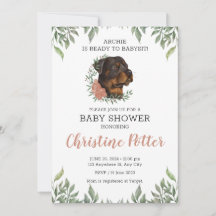 Rottweiler Chica Dog Boho Greenery Baby Shower