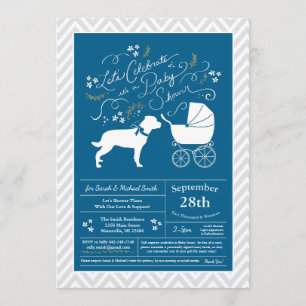 Invitación Rottweiler Dog Baby Shower Blue Boy Rottie