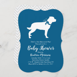 Invitación Rottweiler Dog Baby Shower Blue Boy Rottie