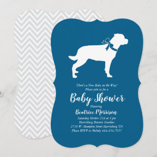 Invitación Rottweiler Dog Baby Shower Blue Boy Rottie