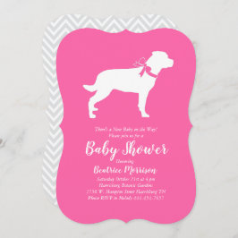 Invitación Rottweiler Dog Baby Shower Chica rosa Rottie