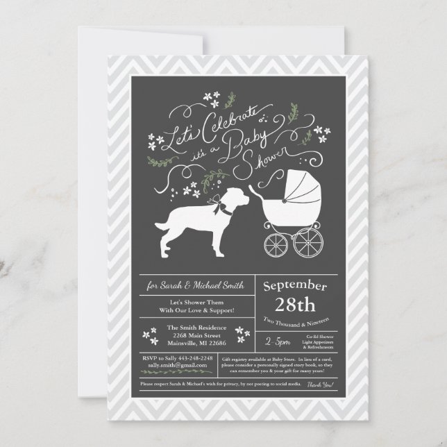 Invitación Rottweiler Dog Baby Shower Sexo Rotación Neutral (Anverso)