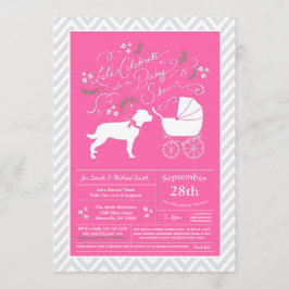 Invitación Rottweiler Perro Baby Shower Chica rosa Rottie