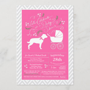 Invitación Rottweiler Perro Baby Shower Chica rosa Rottie