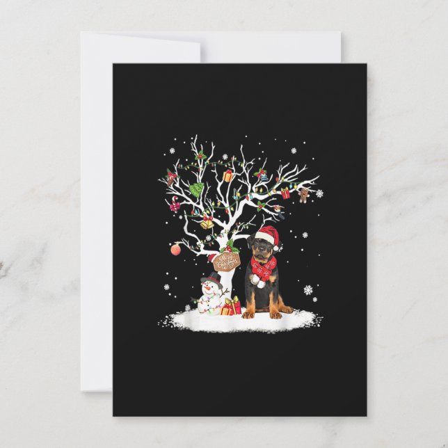 Invitación Rottweiler Winter Snow Tree Dog Christmas Winter (Anverso)