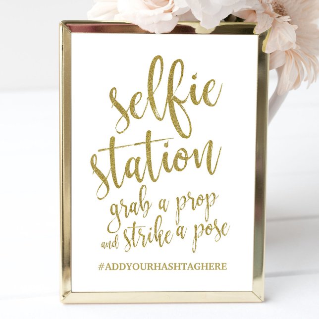 Invitación Rótulo asequible Selfie Station Purpurina Gold (Subido por el creador)
