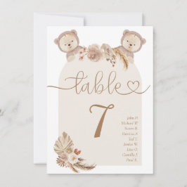 Invitación Rótulo Baby Shower Table Place de dobles osos