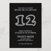 Rótulo Blanco Neón 12a fiesta de cumpleaños de mod