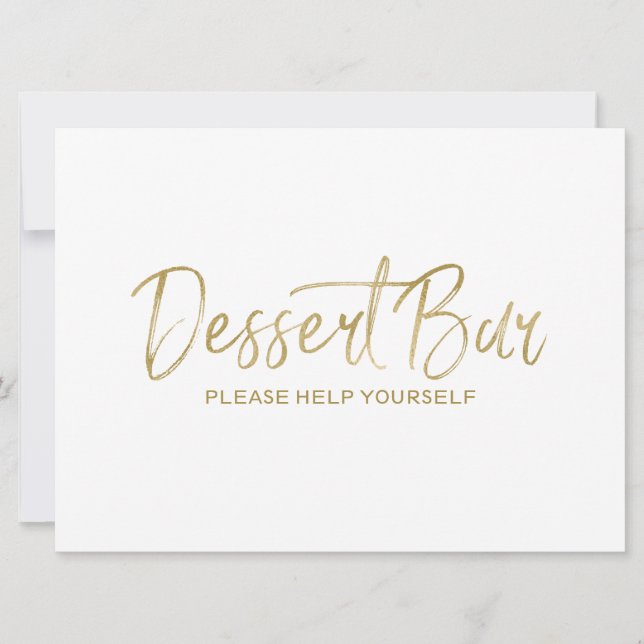 Invitación Rótulo Boda "barra de postres" | Dorado elegante (Anverso)