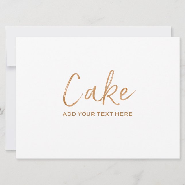 Invitación Rótulo boda Cake Flavors | Elegante Rosa de oro (Anverso)