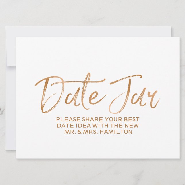 Invitación Rótulo boda Date Jar | Elegante Rosa de oro (Anverso)