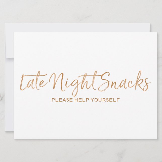 Invitación Rótulo Boda de aperitivos nocturnos | Rosa de oro  (Anverso)