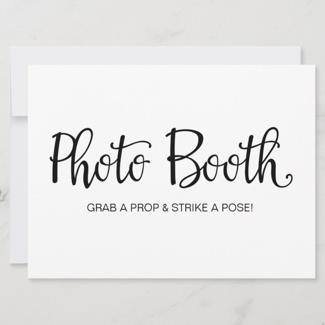 Invitación Rótulo Boda de caligrafía "Photo Booth" (Anverso)
