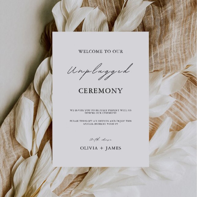 Invitación Rótulo Boda de Ceremonia minimalista desconectada, (Minimalist Unplugged Ceremony Wedding Sign, Invitation)