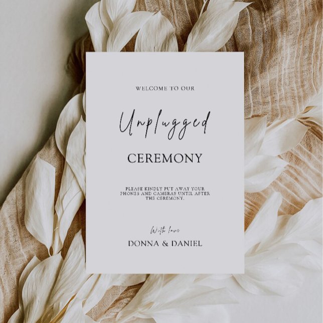 Invitación Rótulo Boda de ceremonia moderna sin conexión, inv (Modern Unplugged Ceremony Wedding Sign, Invitation)