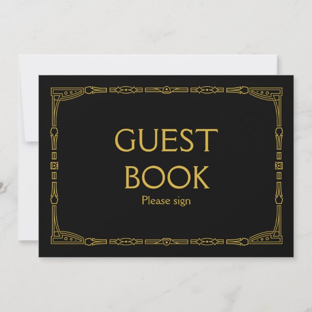 Invitación Rótulo Boda de estilo Art Deco "Guest Book" (Anverso)