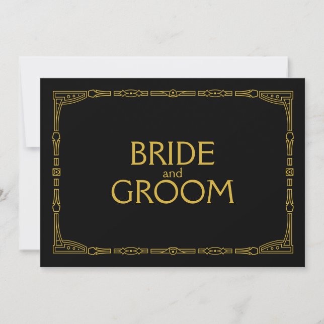 Invitación Rótulo Boda de estilo Art Deco "Novia y Groom" (Anverso)