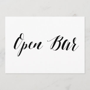 Invitación Rótulo Boda de "Open Bar" con estilo caligráfico