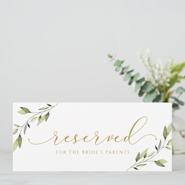 Invitación Rótulo Boda de oro de la vegetación reservada colg (Anverso de pie)