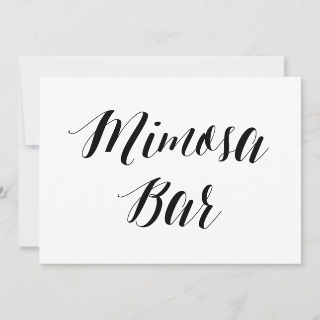 Invitación Rótulo Boda "Mimosa Bar" con estilo caligráfico (Anverso)